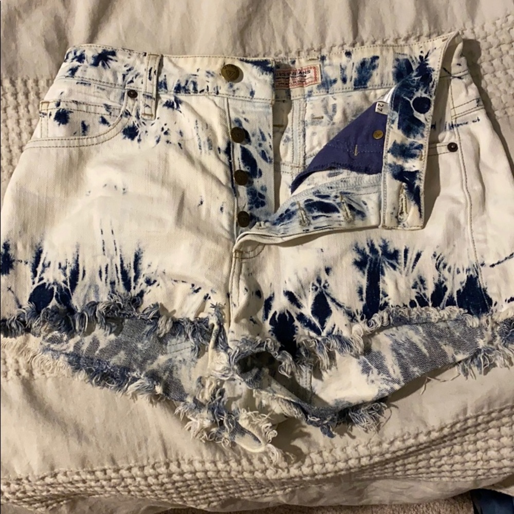 Tie dye Guess denim shorts